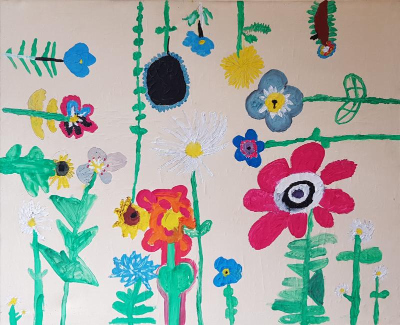 Blumenbild von Kindern aus der Ergotherapie