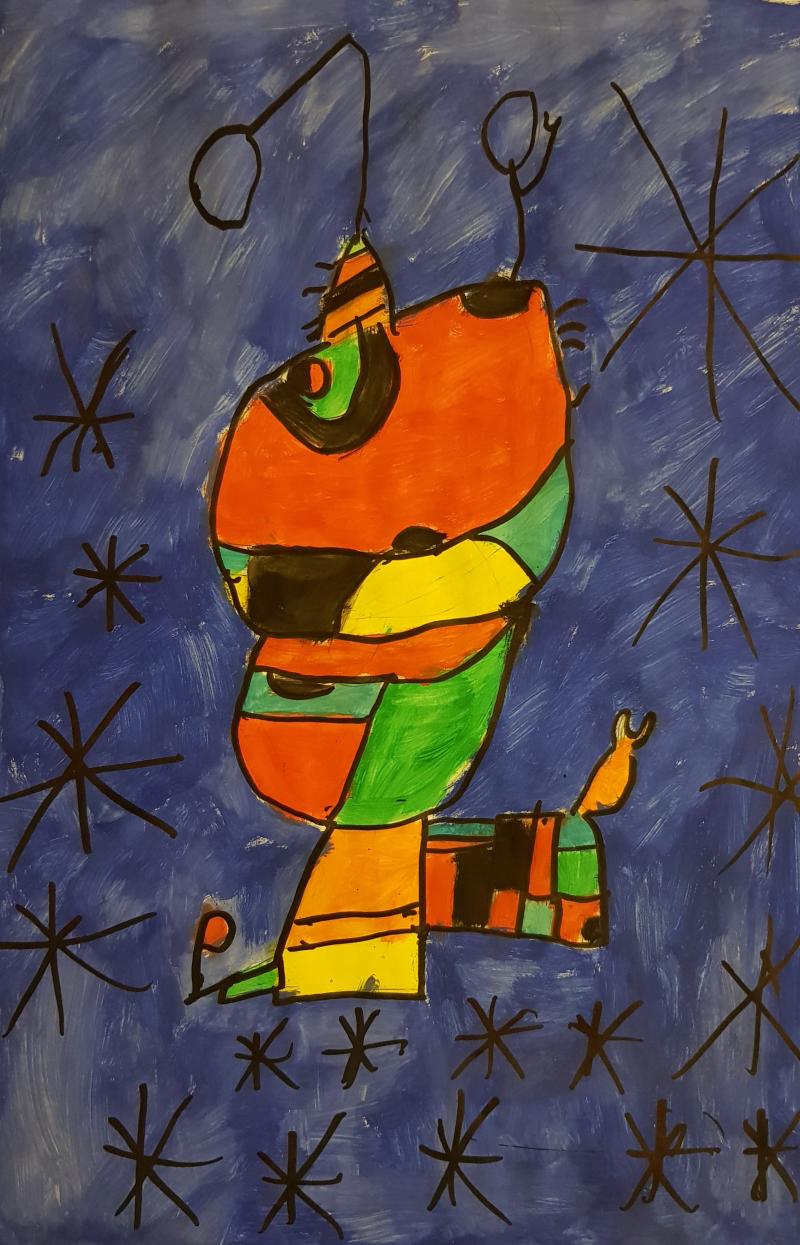 Klasse 5, Kunstunterricht, Motiv von Joan Miro