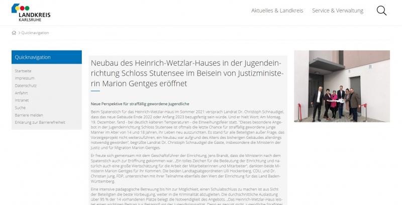 Landkreis Karlsruhe Pressemitteilung Eröffnung HWH
