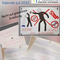 Kinderrechtekalender Jugendeinrichtung Schloss Stutensee, Juli, gewaltfreie Erziehung